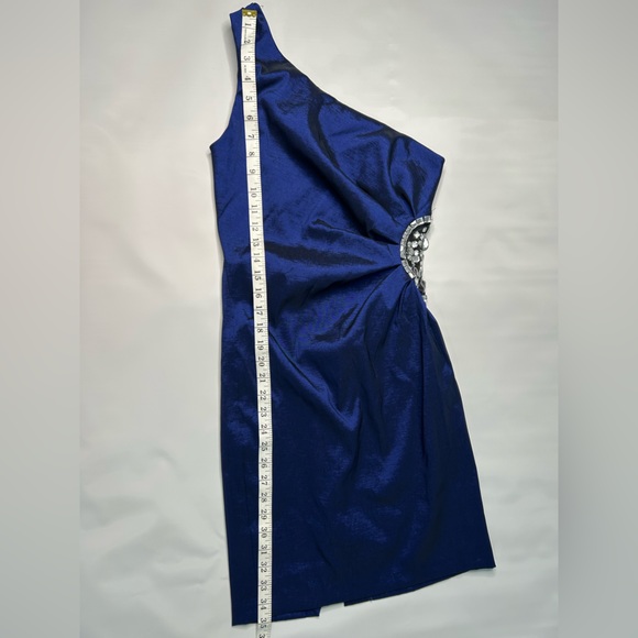 Betsy & Adam Blue Ruched One Shoulder Cocktail Dress - Picture 7 of 10